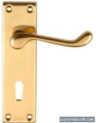 Victorian Scroll Lever Lock Polished Brass